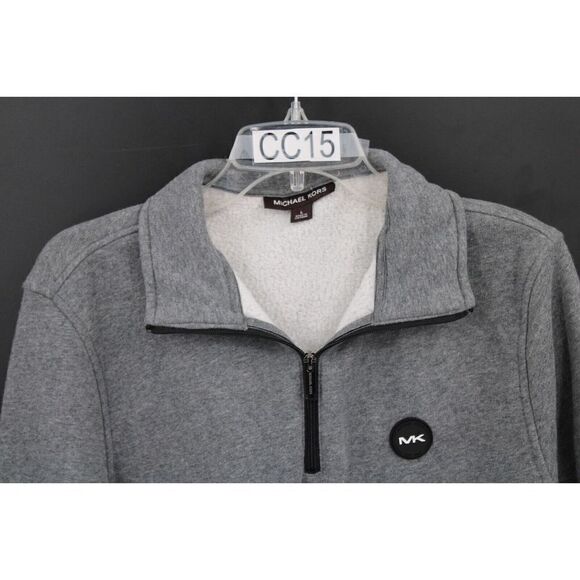Michael Kors Men's Size Large Gray Long Sleeve Mock Neck Quarter Zip Sweatshirt - Picture 2 of 7